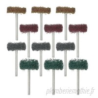 KKmoon Mini Brush Scouring Pad Rouleau Abrasif Nylon Finding Grinding Sanding Head Poling Wheel 1* 25mm 12pcs 3pcs Brown + 3pcs Green + 3pcs Red + 3pcs Grey Marron Vert Rouge Gris B074WT2Q2S